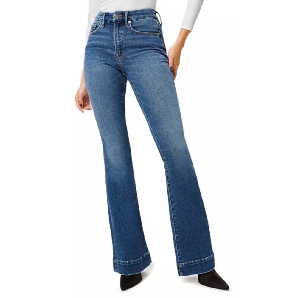 Good American Good Legs Flare Jeans Womens Size 6/28 High Rise Medium Wash